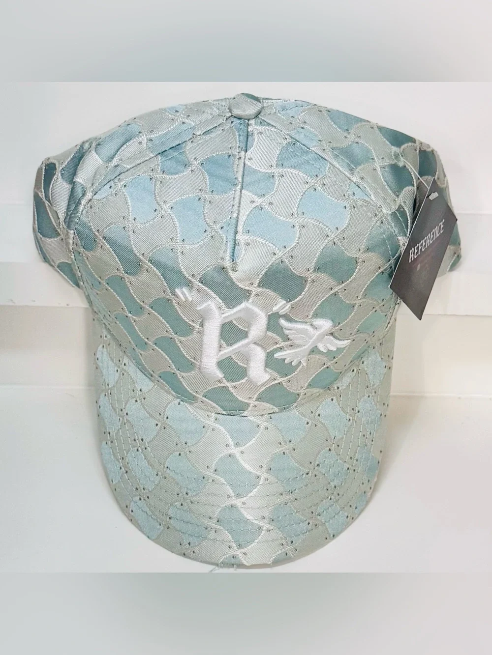 Reference Brand Luxe Woven Snapback Hat - Blue Snake Scale Pattern w/ Embroidere